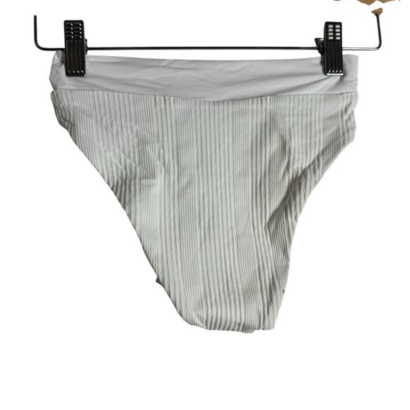 L*Space Court White Crossover V Waist Ribbed High Leg Bikini Swim Bottoms XS - Picture 10 of 10